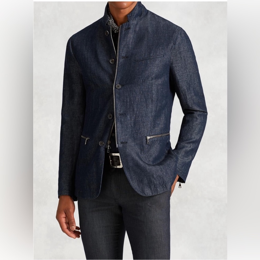 John Varvatos Chambray Backzip Jacket. Size EU 52 USA 42. $650 ($1598 BNWT)